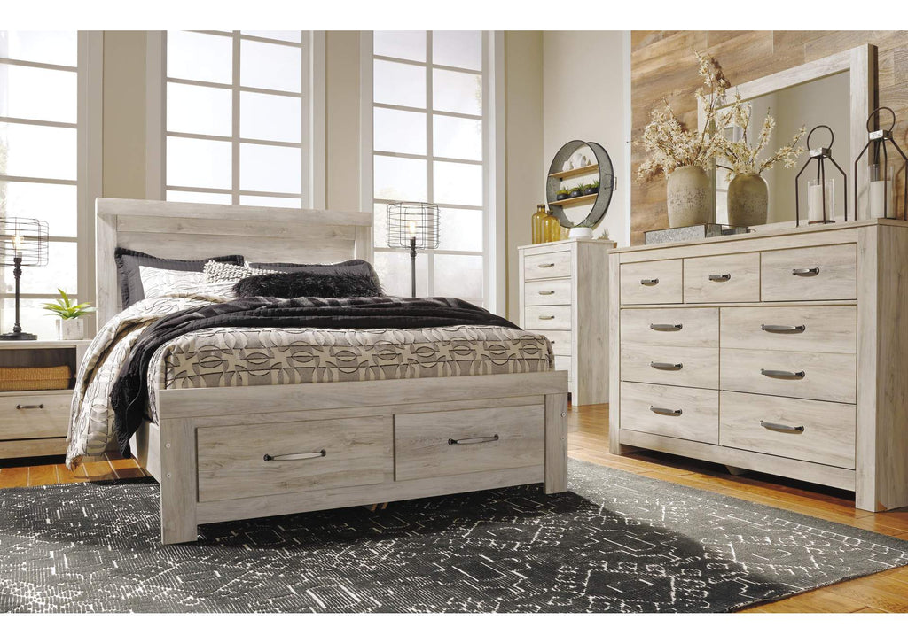 Bellaby Queen Panel Headboard Bed with Mirrored Dresser, Chest and Nightstand