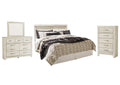Bellaby King Panel Headboard Bed with Mirrored Dresser and Chest