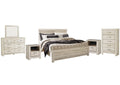 Bellaby King Panel Bed with Mirrored Dresser, Chest and 2 Nightstands