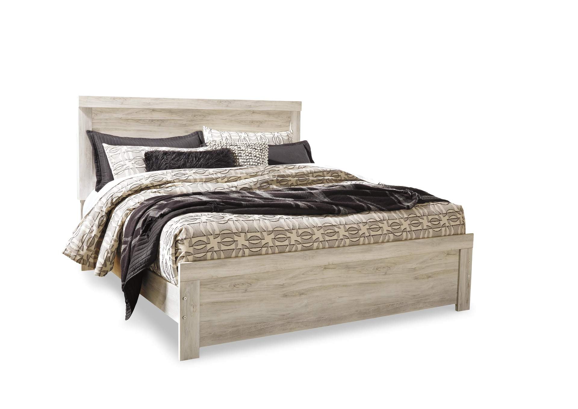 Bellaby King Panel Bed with Mirrored Dresser, Chest and Nightstand