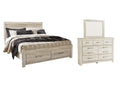 Bellaby King Platform Bed with 2 Storage Drawers with Mirrored Dresser