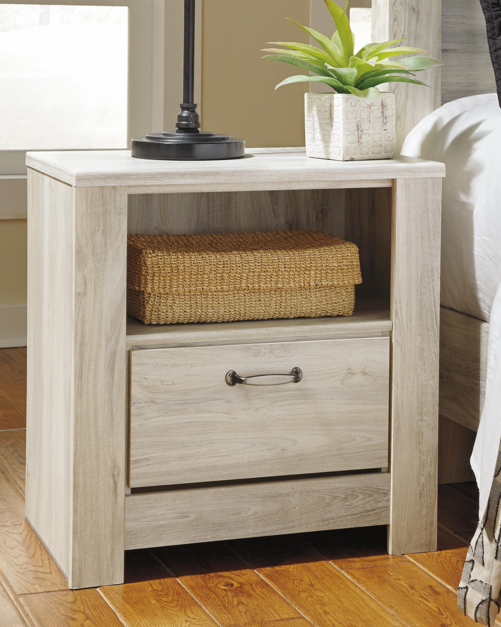 Bellaby Nightstand in Whitewash, lifestyle view