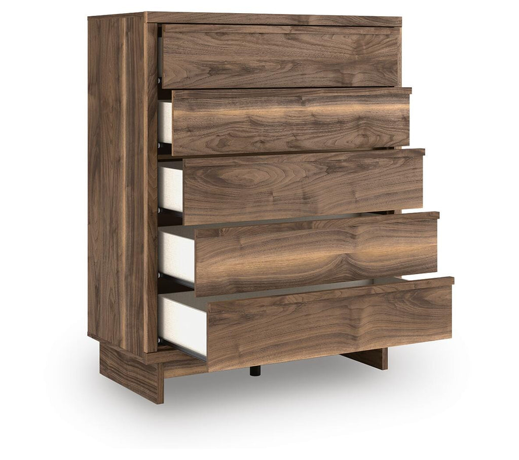 Chirason Wide Chest of Drawers in Brown, open view