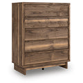 Chirason Wide Chest of Drawers in Brown, angle view