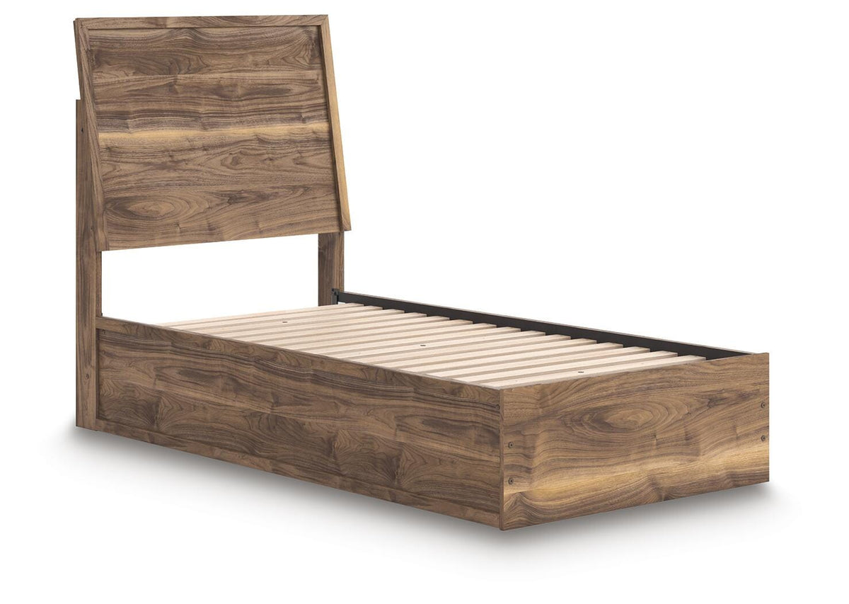 Chirason Twin Panel Bed in Brown, angle view