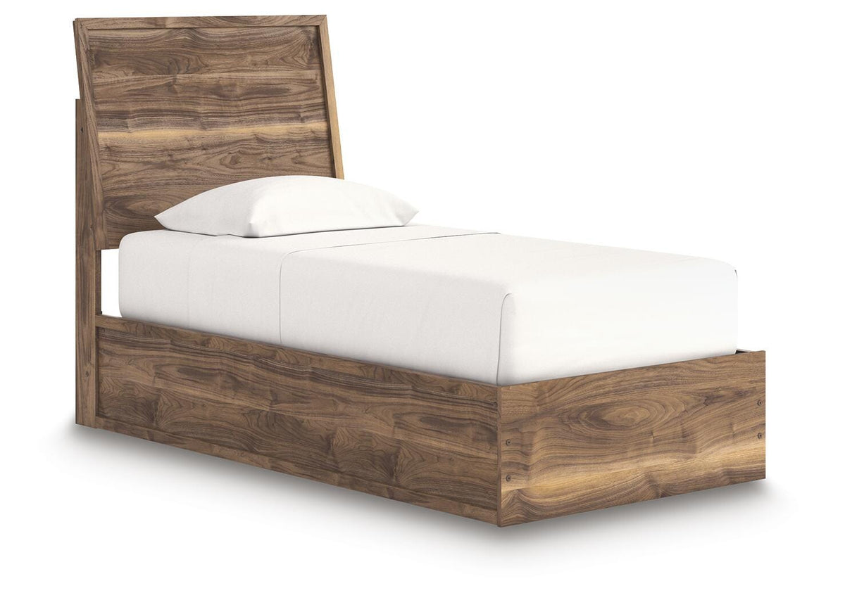 Chirason Twin Panel Bed in Brown, angle view