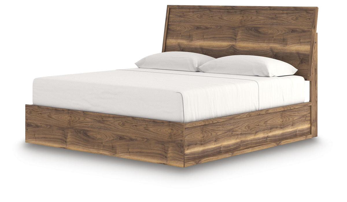 Chirason King Panel Bed in Brown, angle view