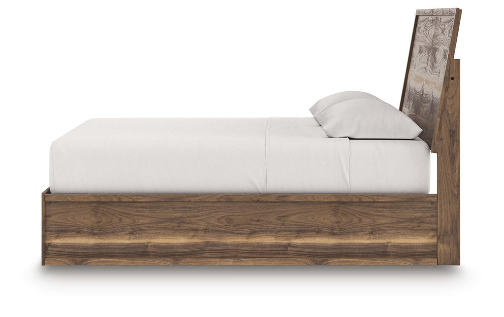 Chirason King Panel Bed in Brown, alternate side view