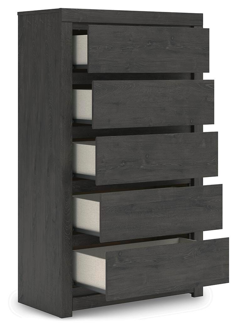 Fraluna Chest of Drawers in Charcoal, open view