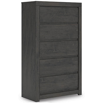 Fraluna Chest of Drawers in Charcoal, angle view