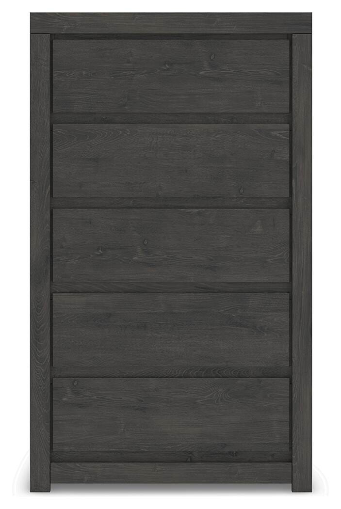 Fraluna Chest of Drawers in Charcoal, front view