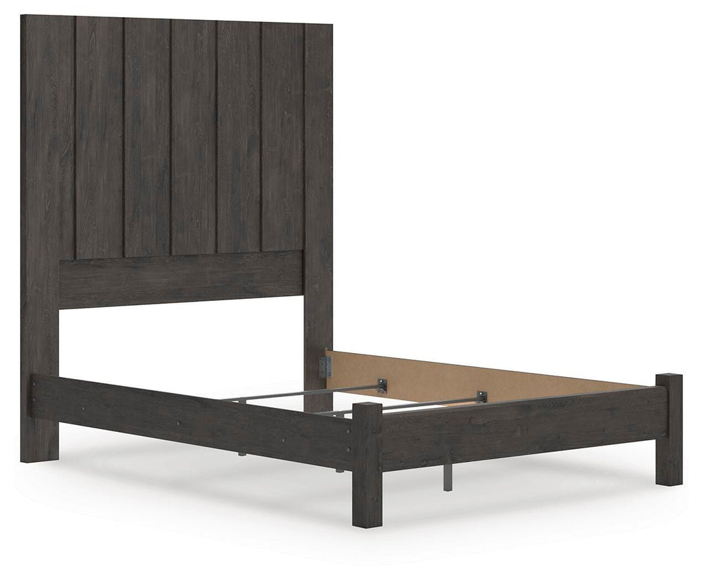 Fraluna Queen Panel Bed in Charcoal, angle view
