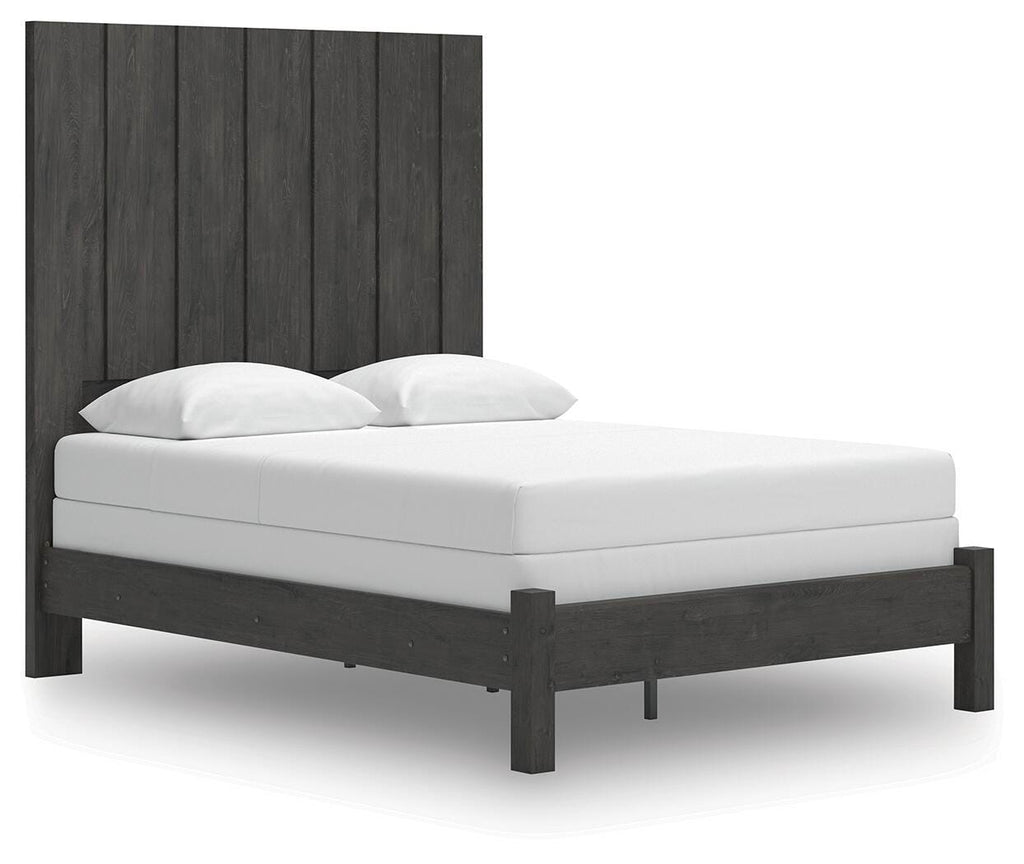 Fraluna Queen Panel Bed in Charcoal, angle view
