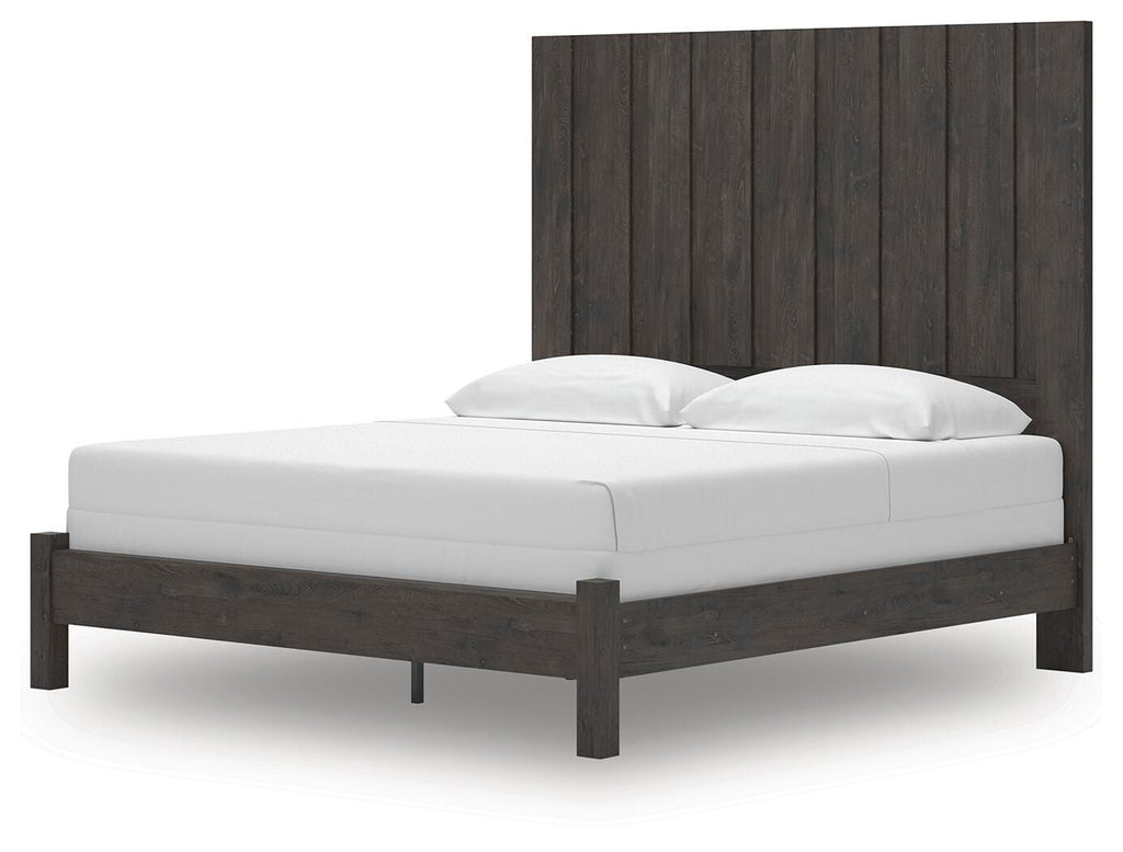 Fraluna King Panel Bed in Charcoal, angle view