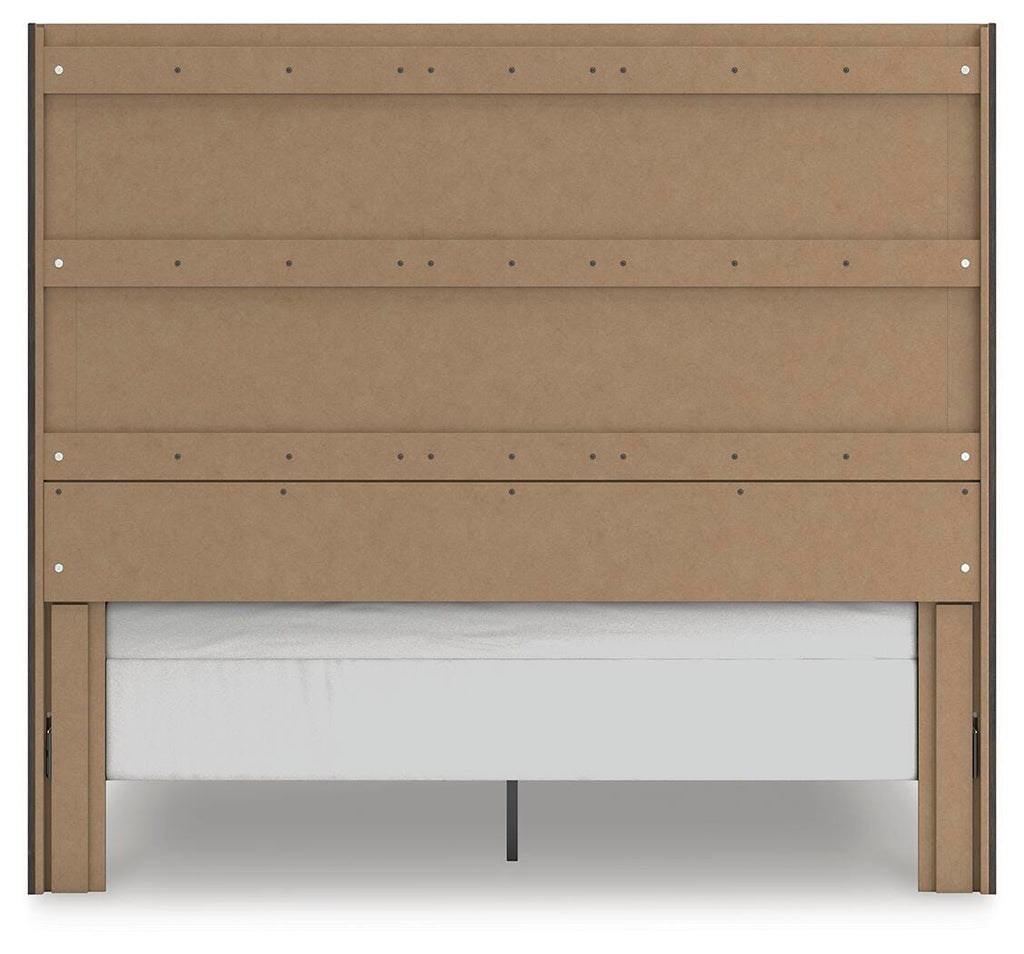 Fraluna King Panel Bed in Charcoal, back view