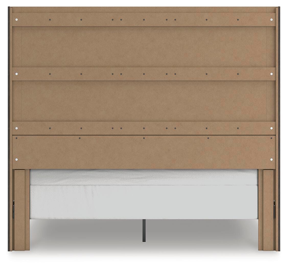 Fraluna King Panel Bed in Charcoal, back view