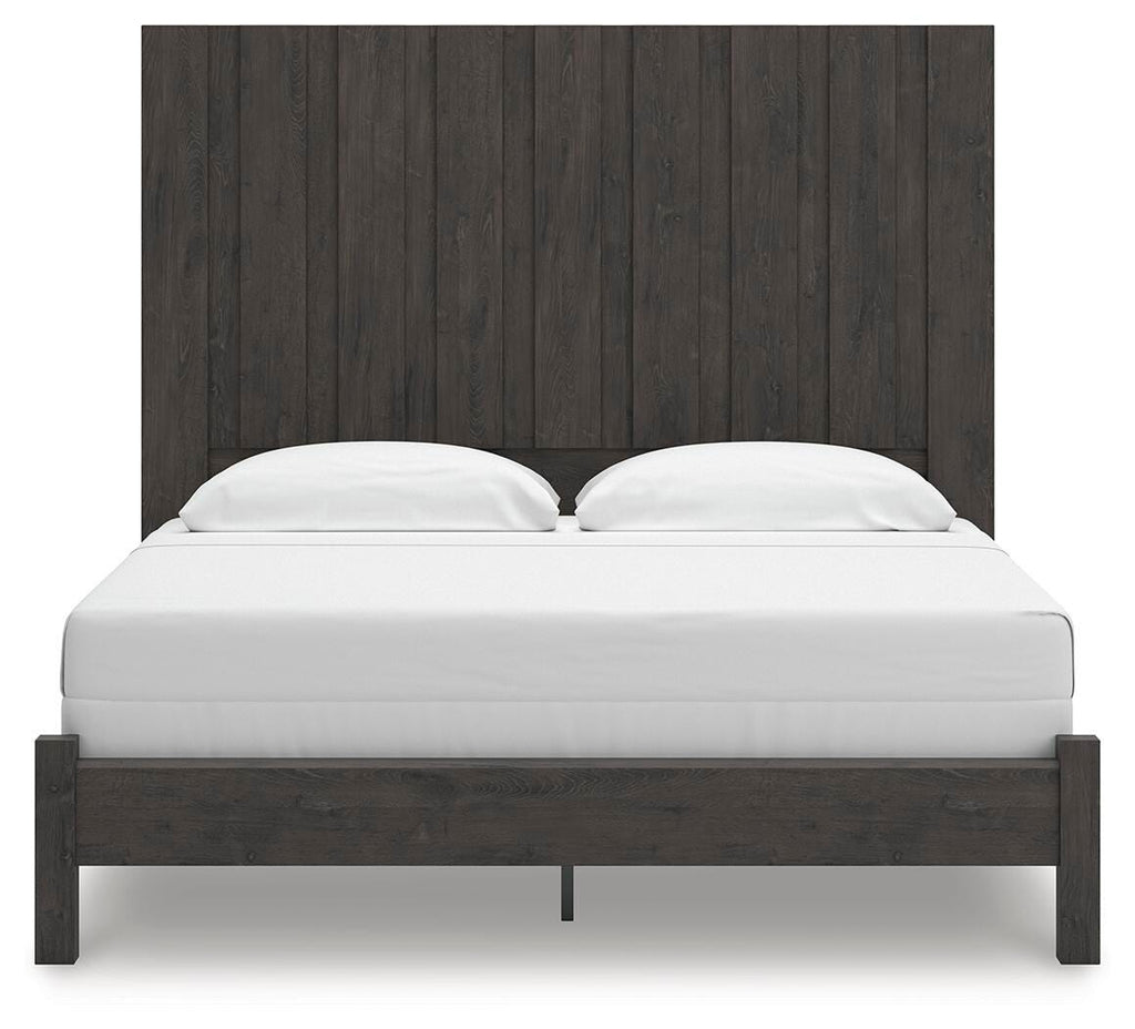 Fraluna King Panel Bed in Charcoal, front view