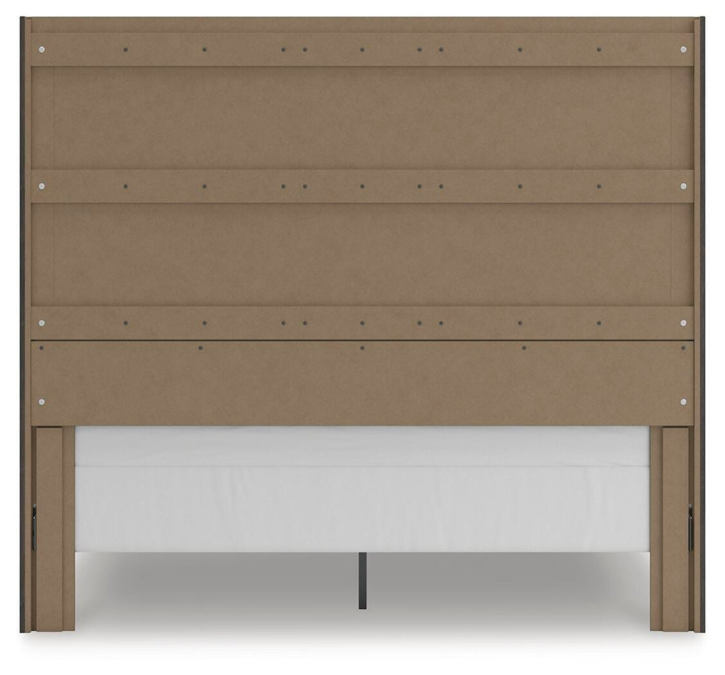 Fraluna King Panel Storage Bed in Charcoal, back view