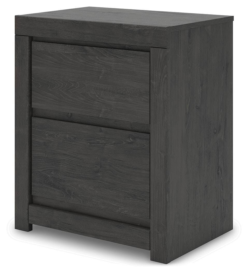 Fraluna Nightstand in Charcoal, angle view