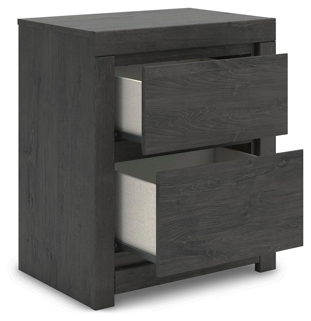 Fraluna Nightstand in Charcoal, open view