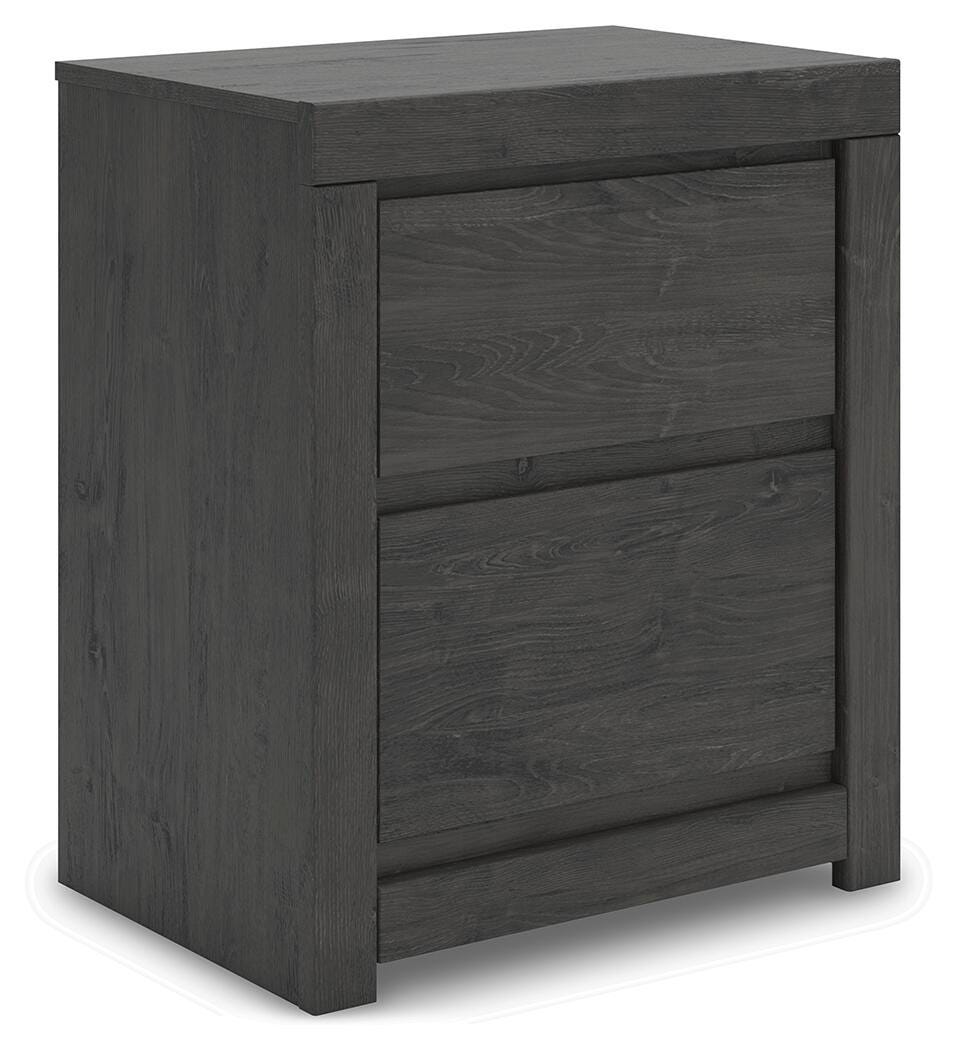 Fraluna Nightstand in Charcoal, angle view
