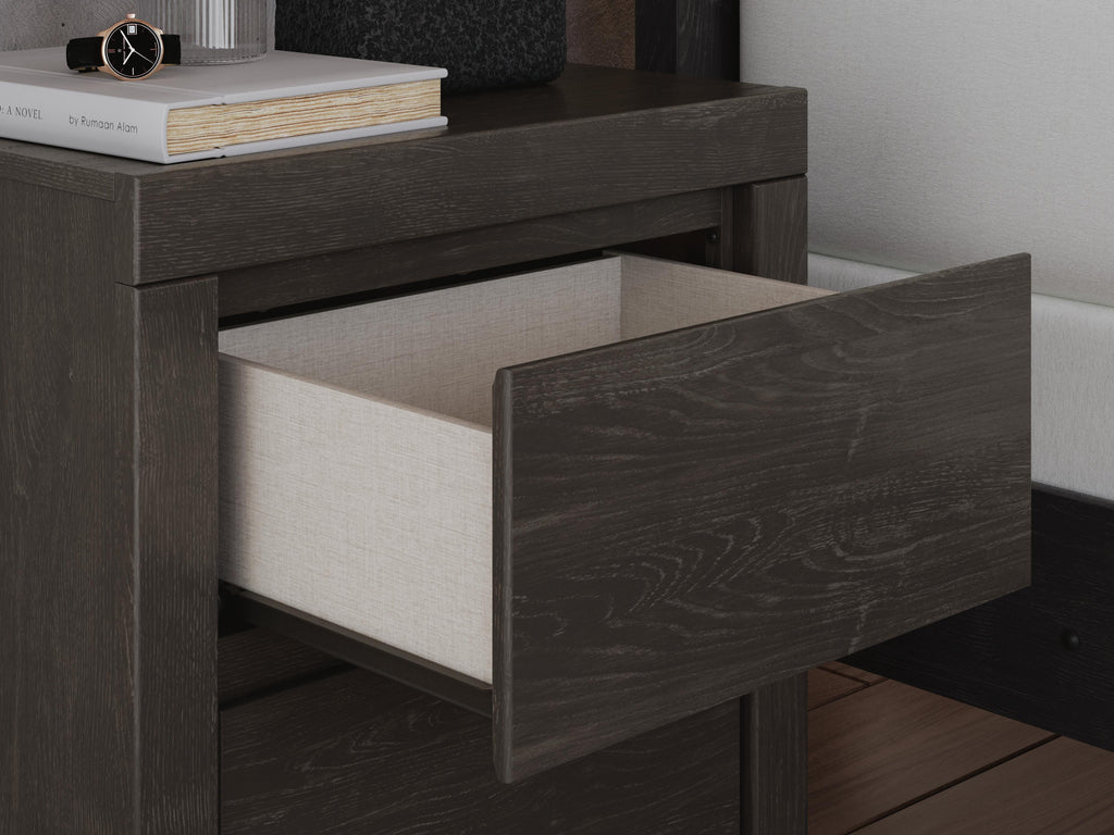 Fraluna Nightstand in Charcoal, detail view