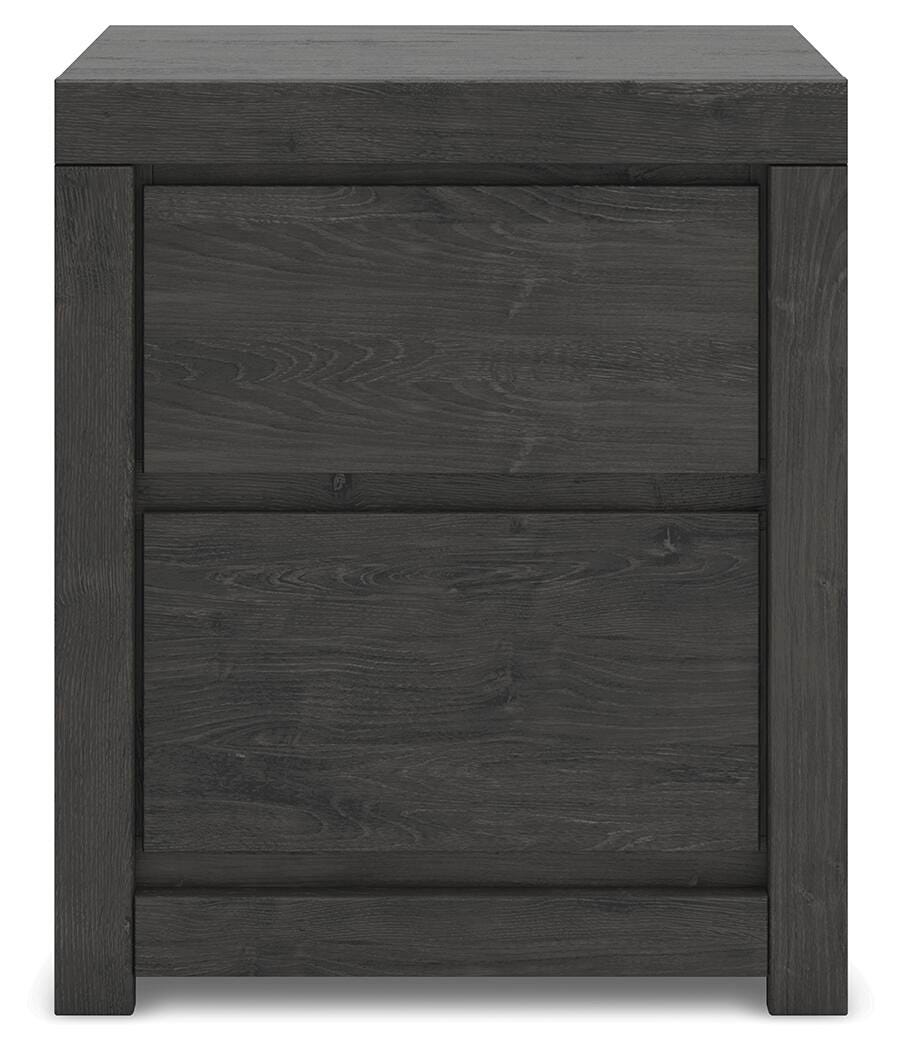 Fraluna Nightstand in Charcoal, front view