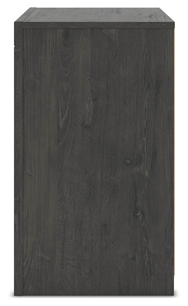 Fraluna Nightstand in Charcoal, alternate side view