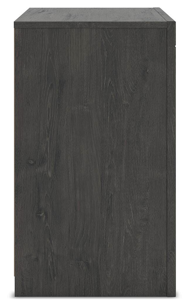 Fraluna Nightstand in Charcoal, side view