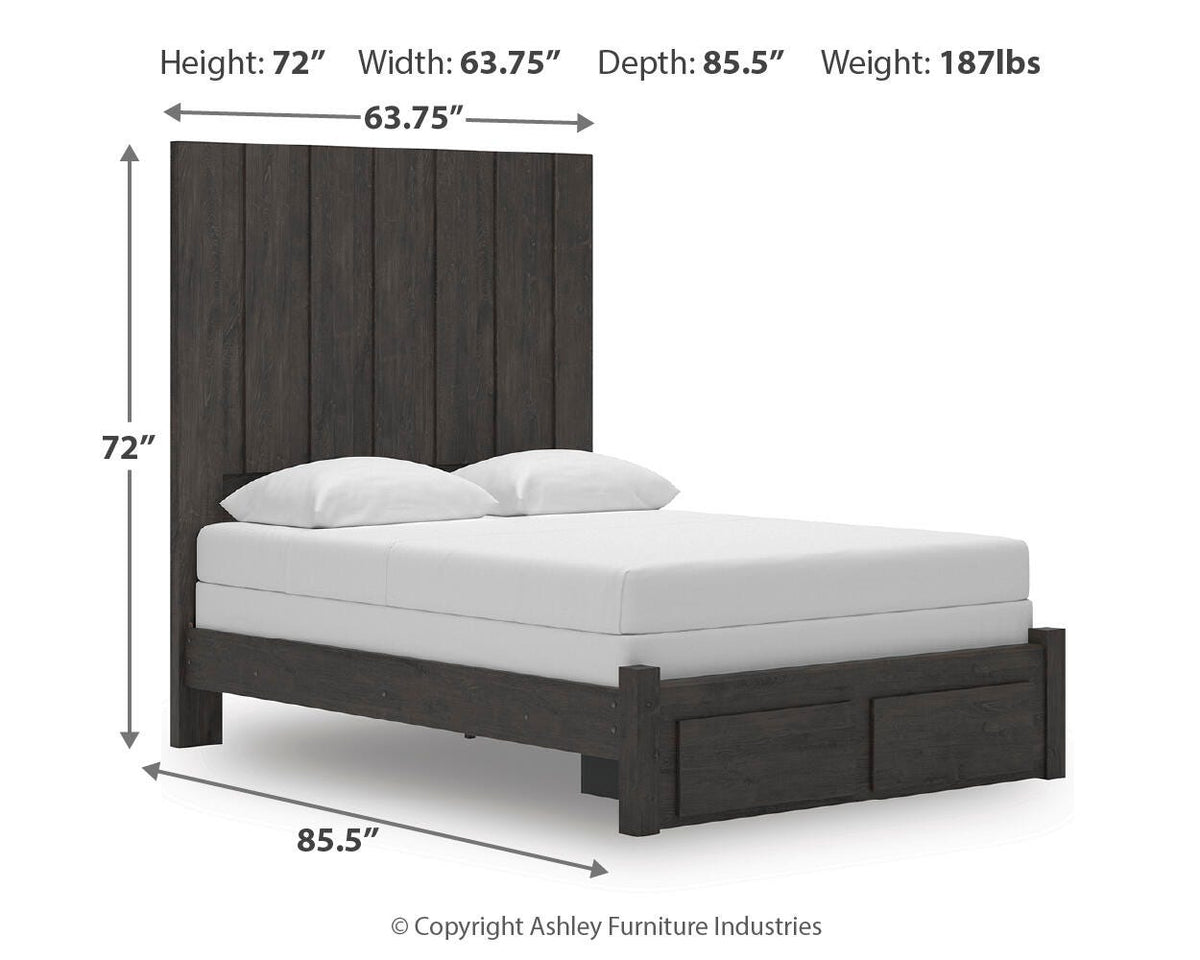 Fraluna Queen Panel Storage Bed in Charcoal, alternate view 4