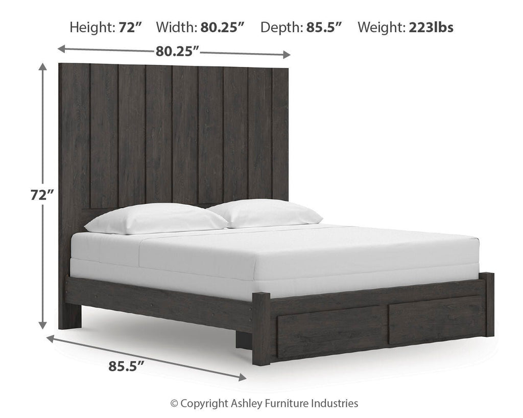 Fraluna King Panel Storage Bed in Charcoal, alternate view 4