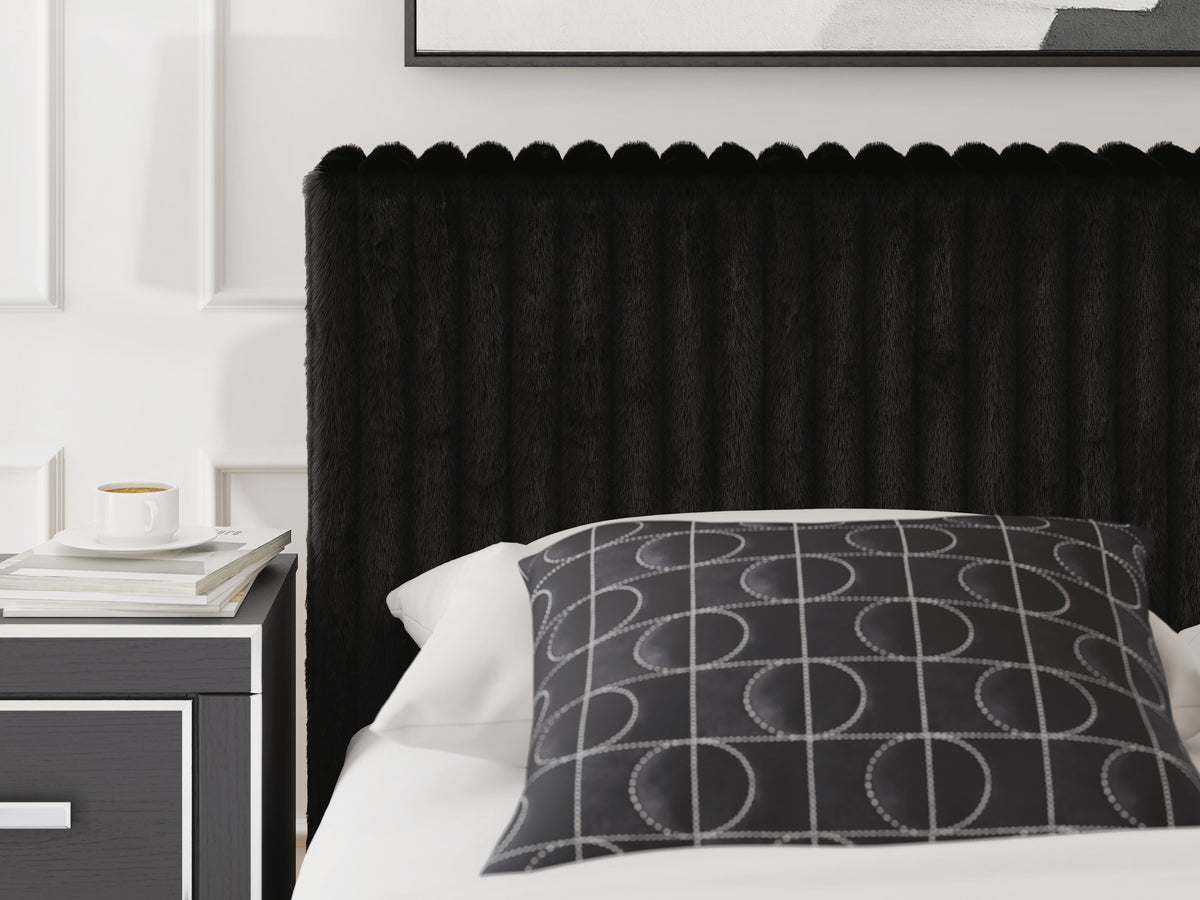 Zuraleus Queen Upholstered Bed in Black, detail view