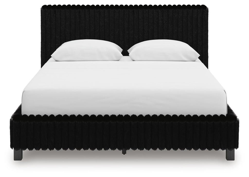 Zuraleus Queen Upholstered Bed in Black, front view