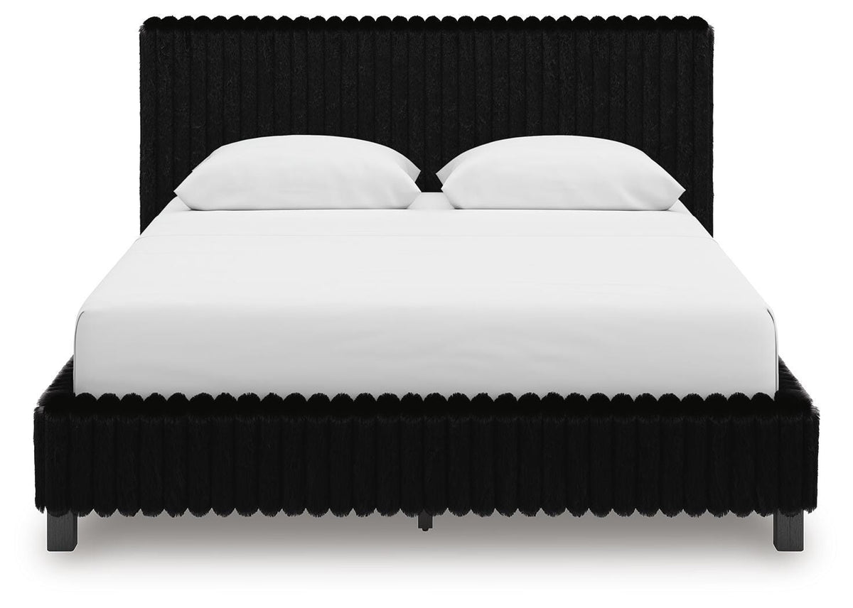 Zuraleus Queen Upholstered Bed in Black, front view