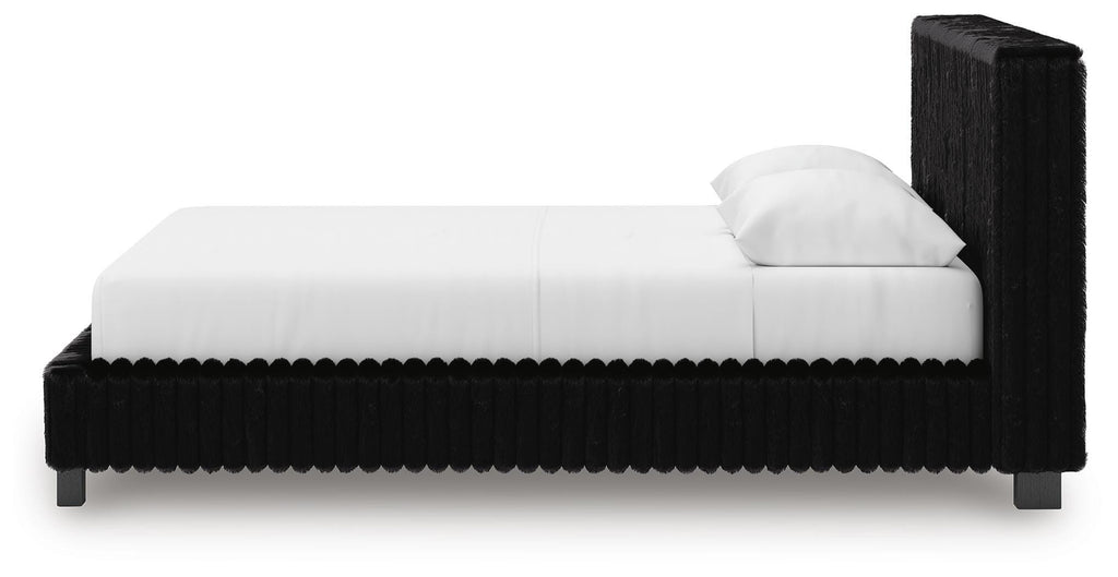 Zuraleus Queen Upholstered Bed in Black, alternate side view