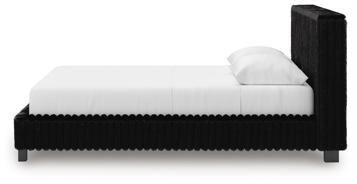 Zuraleus Queen Upholstered Bed in Black, alternate side view