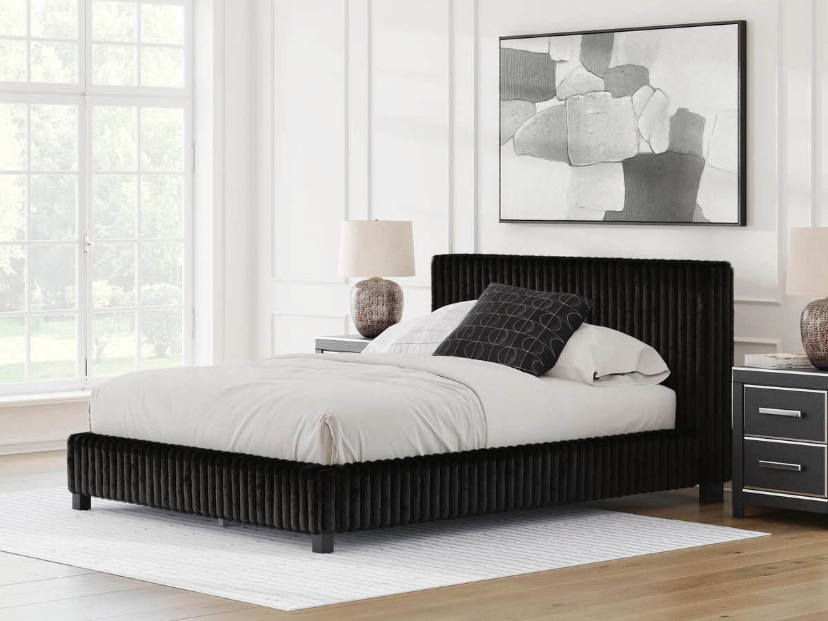 Zuraleus Queen Upholstered Bed in Black, alternate view 2