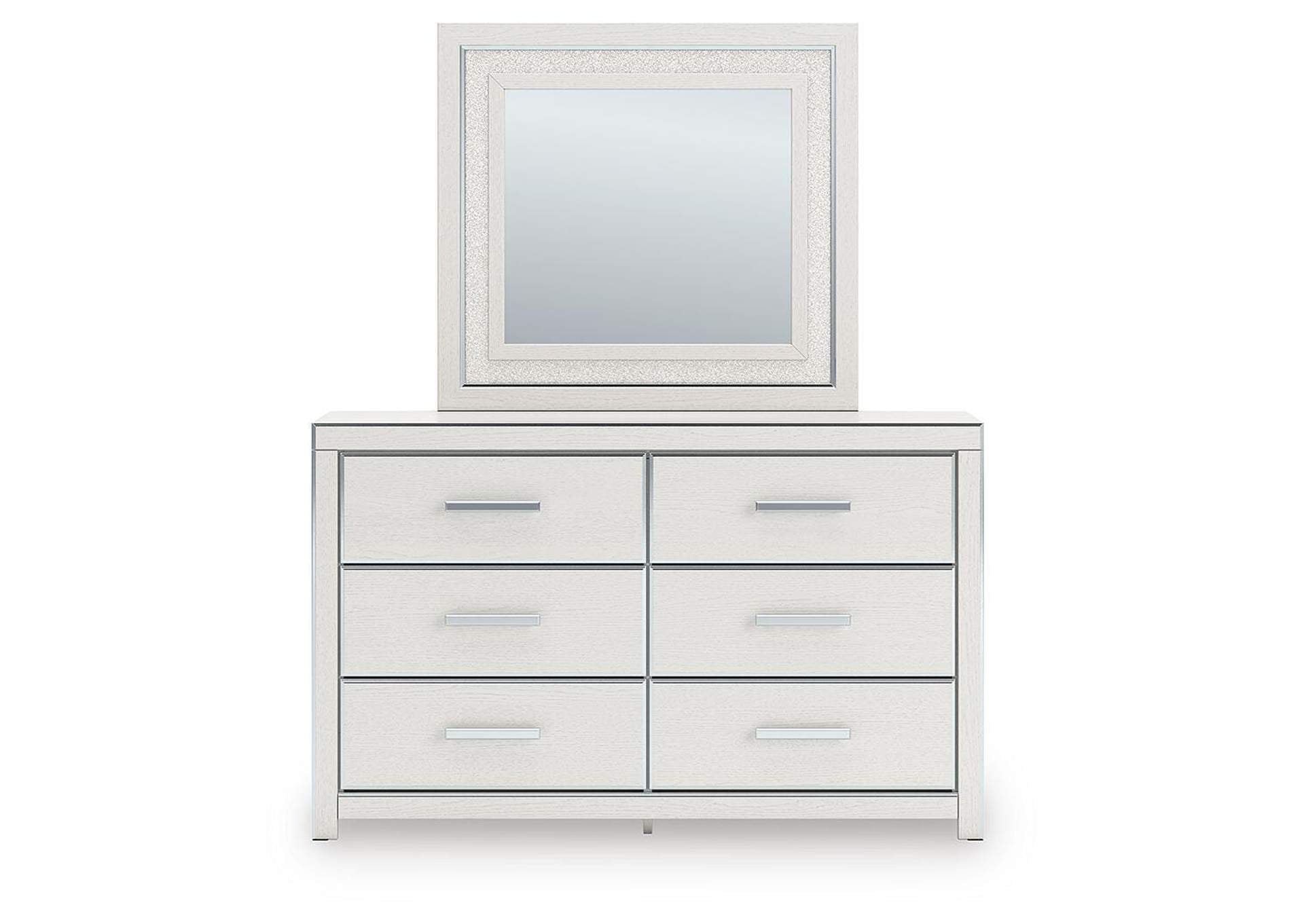 Birmonton King Upholstered Panel Platform Storage Bed, Dresser, Mirror and Chest front view