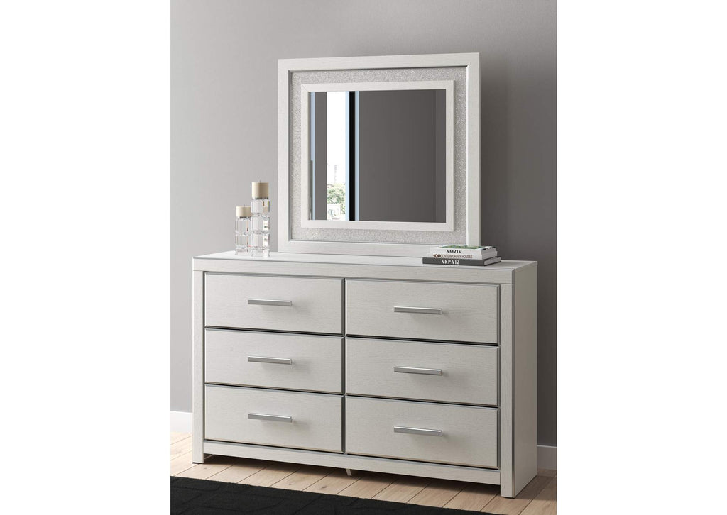 Birmonton King Upholstered Bed, Dresser, Mirror and Chest