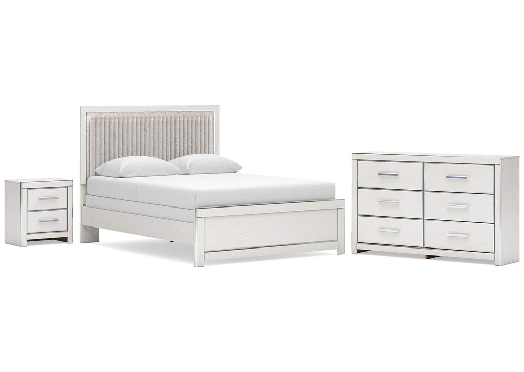 Birmonton Queen Upholstered Panel Bed, Dresser and Nightstand