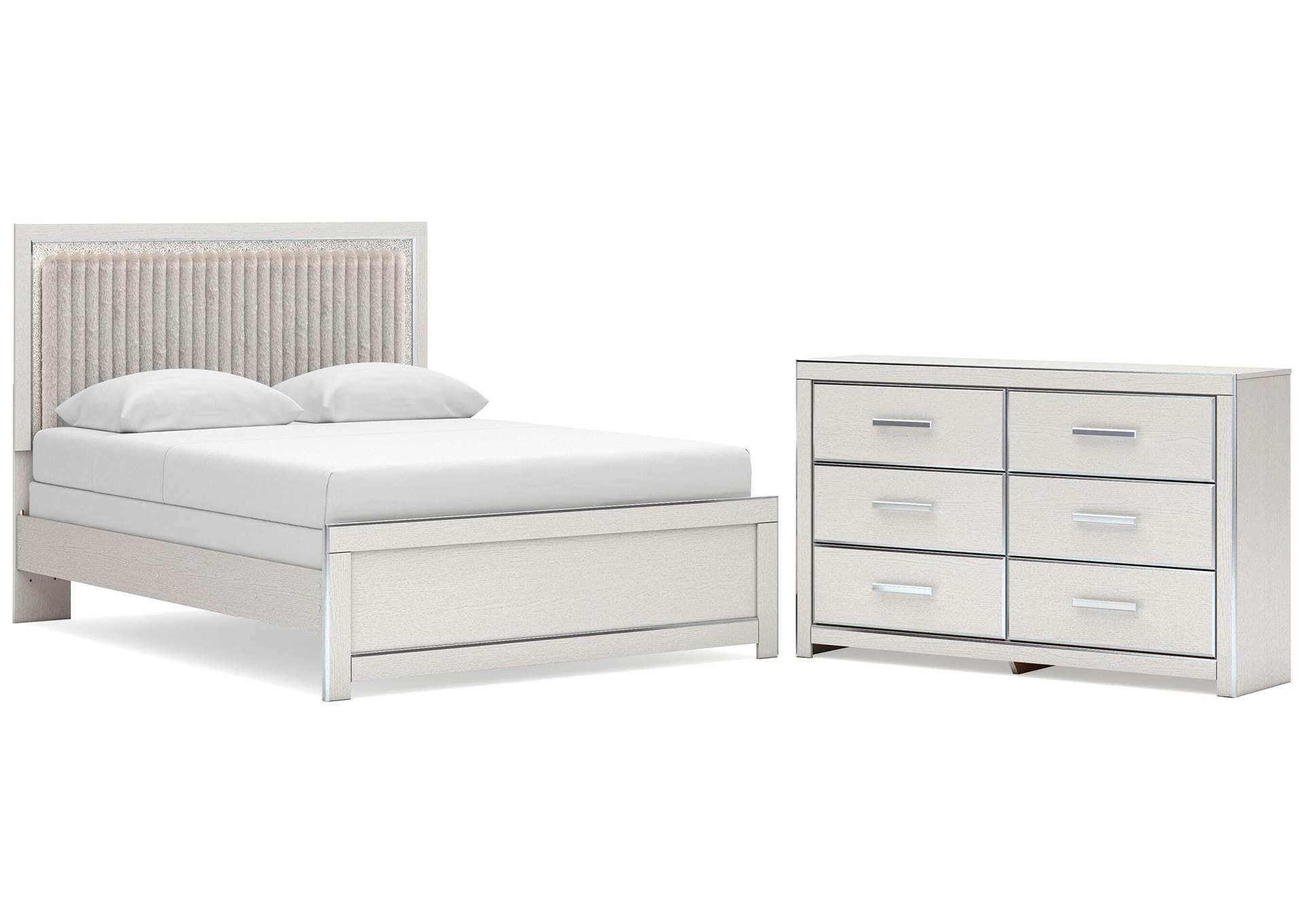 Birmonton Queen Upholstered Panel Bed and Dresser