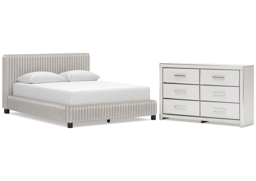 Birmonton Queen Upholstered Bed and Dresser