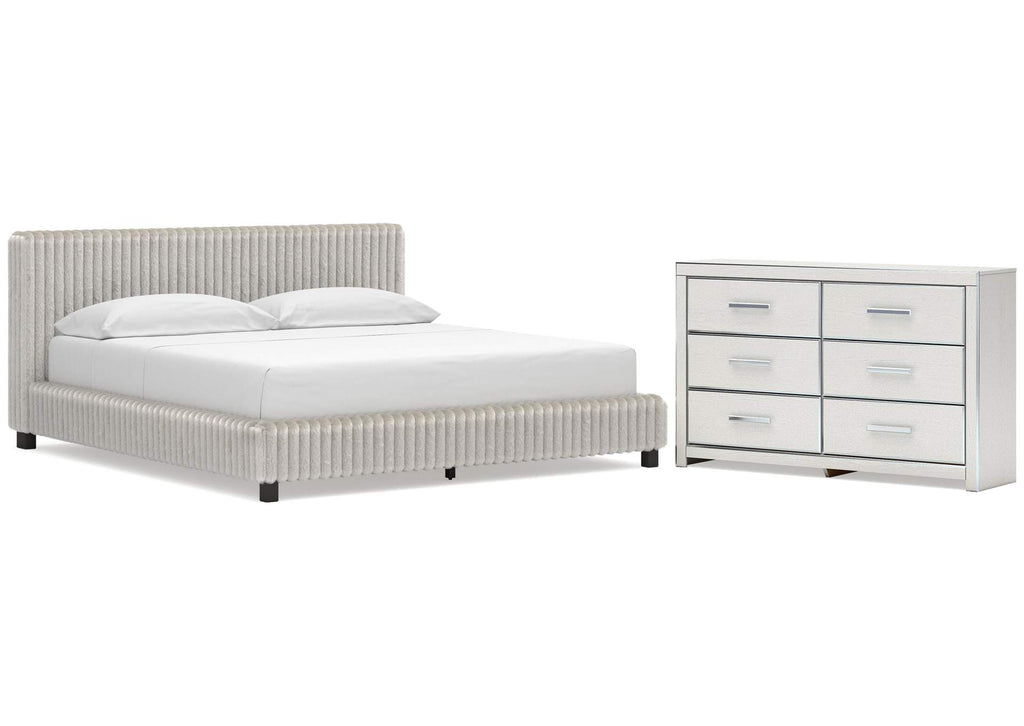 Birmonton California King Upholstered Bed and Dresser