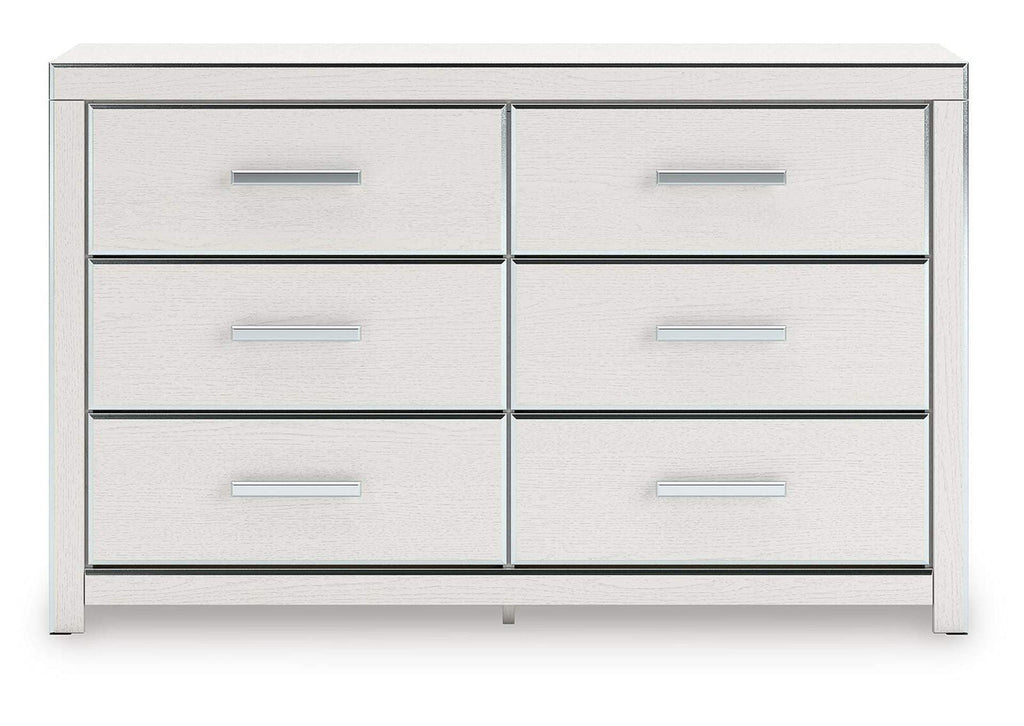 Birmonton Queen Upholstered Panel Platform Storage Bed, Dresser and Nightstand front view