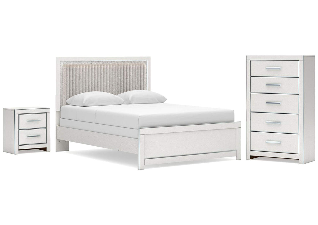 Birmonton Queen Upholstered Panel Bed, Dresser, Mirror and Nightstand