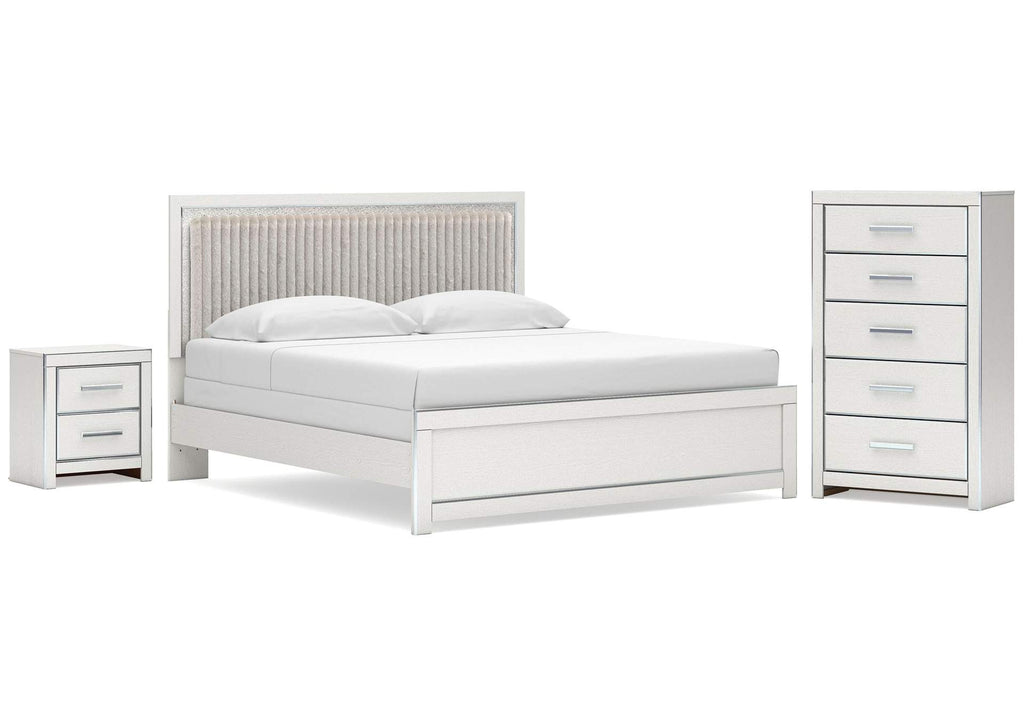 Birmonton King Upholstered Panel Bed, Chest and Nightstand