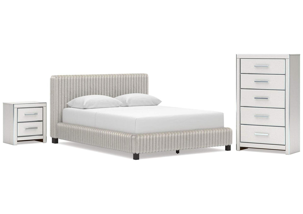 Birmonton Queen Upholstered Bed, Chest and Nightstand