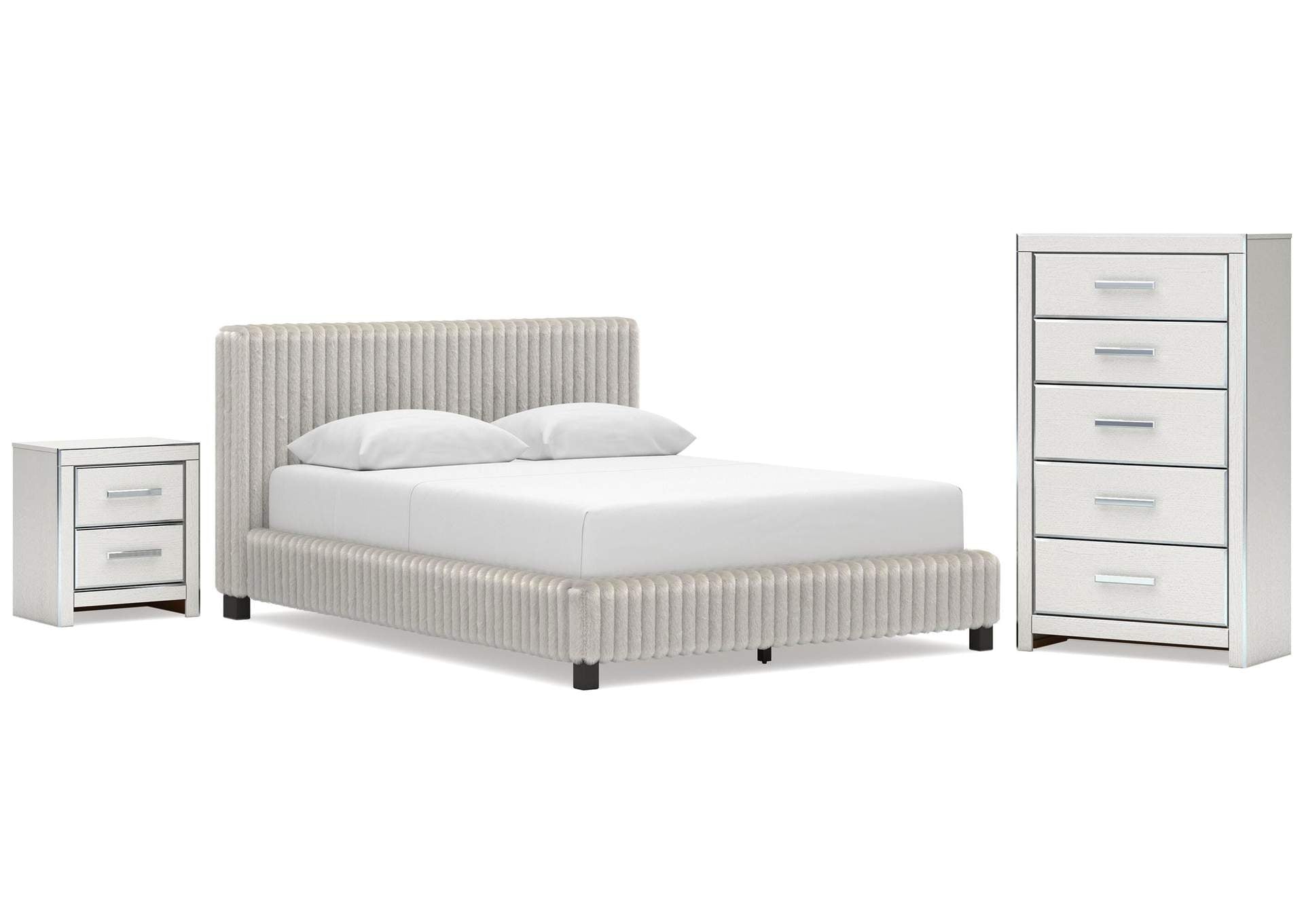 Birmonton Queen Upholstered Bed, Chest and Nightstand