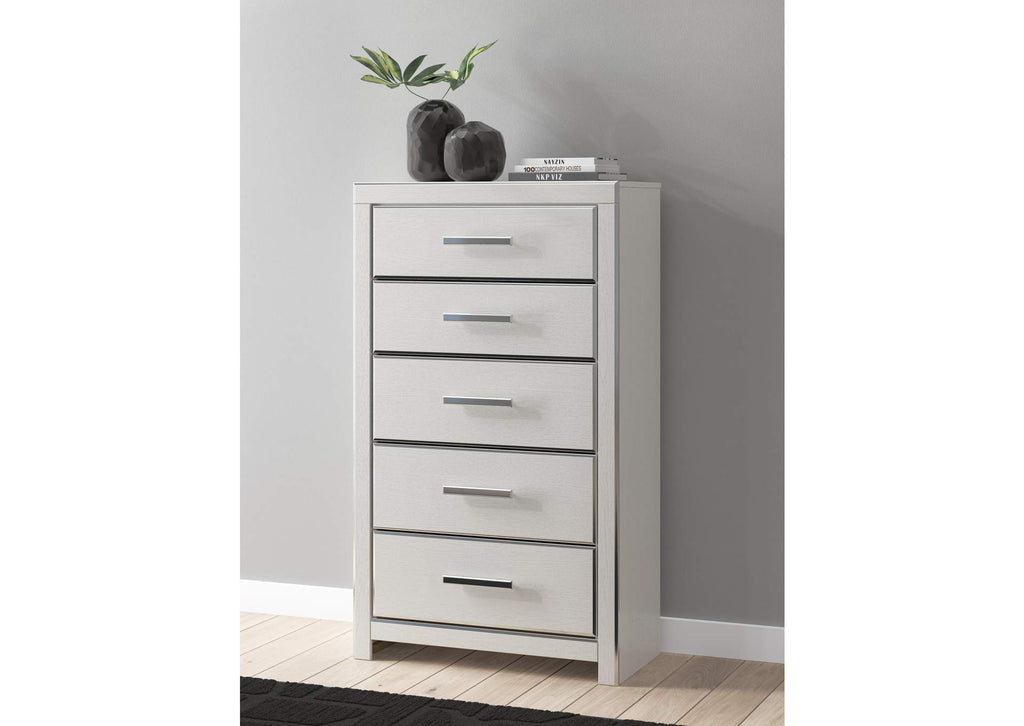 Birmonton Queen Upholstered Panel Platform Storage Bed, Dresser, Mirror, Chest and Nightstand
