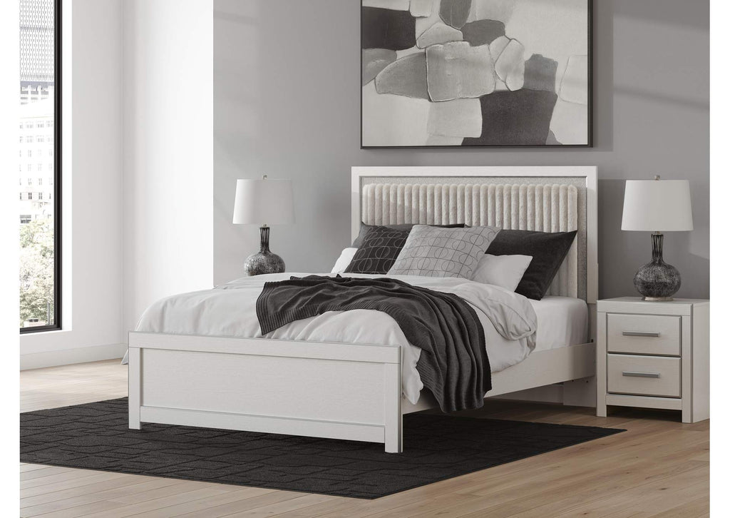 Birmonton Queen Upholstered Panel Platform Bed and Dresser